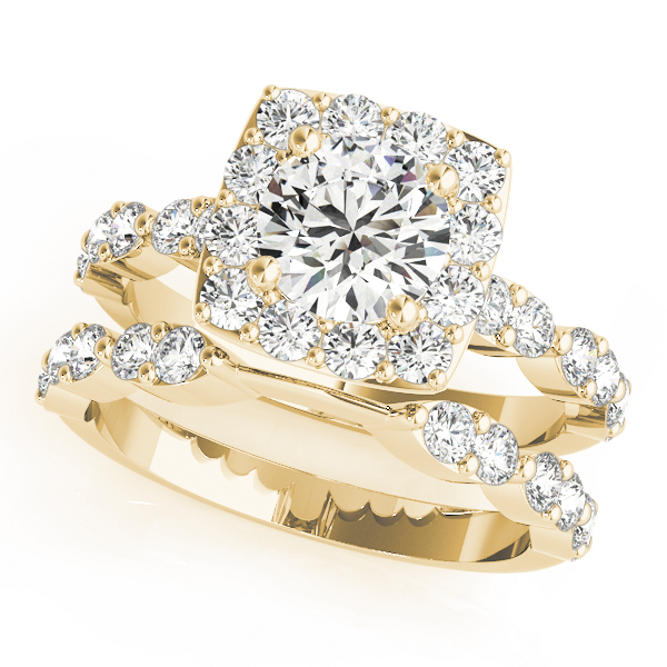 The Evelyn Halo Engagement Ring II, set view
