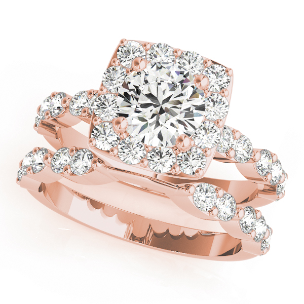 The Evelyn Halo Engagement Ring II, set view