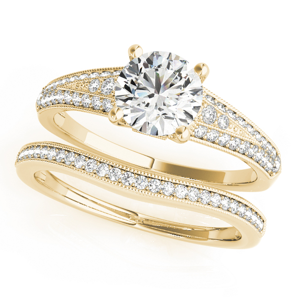 The Celine Vintage Engagement Ring, set view