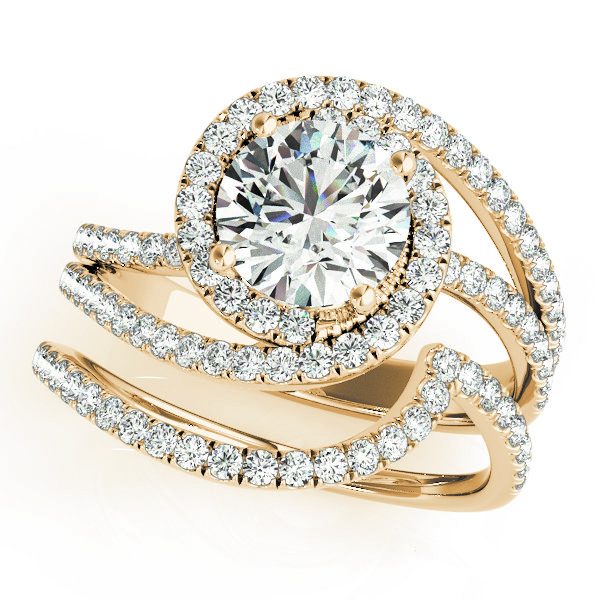 The Anastasia Double Halo Engagement Ring, set view