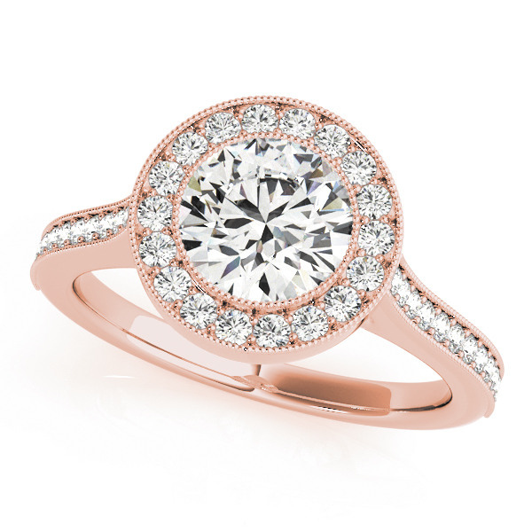 Antique Style Milgrain Halo Engagement Rings