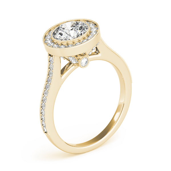 The Esme Halo Engagement Ring, angled view