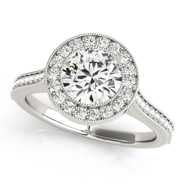 Antique Style Milgrain Halo Engagement Rings
