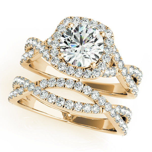 The Evelyn Halo Engagement Ring, set view