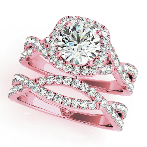 The Evelyn Halo Engagement Ring, set view