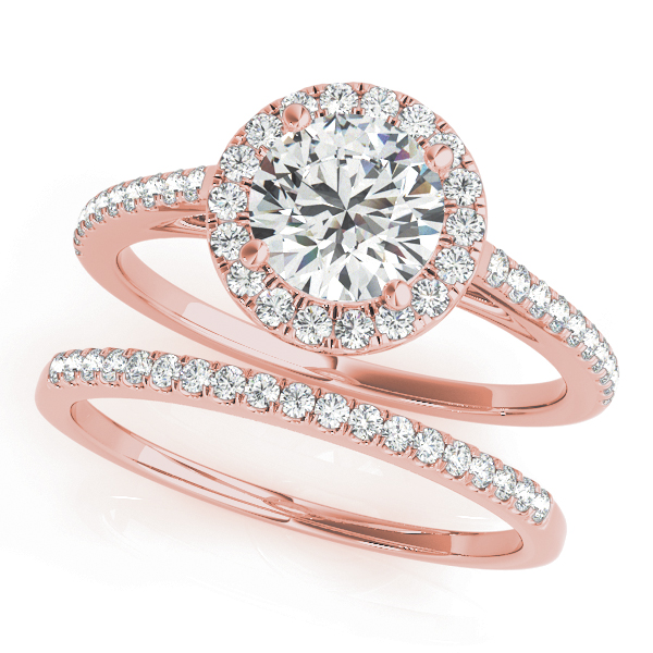 The Emily Halo Engagement Ring, set view
