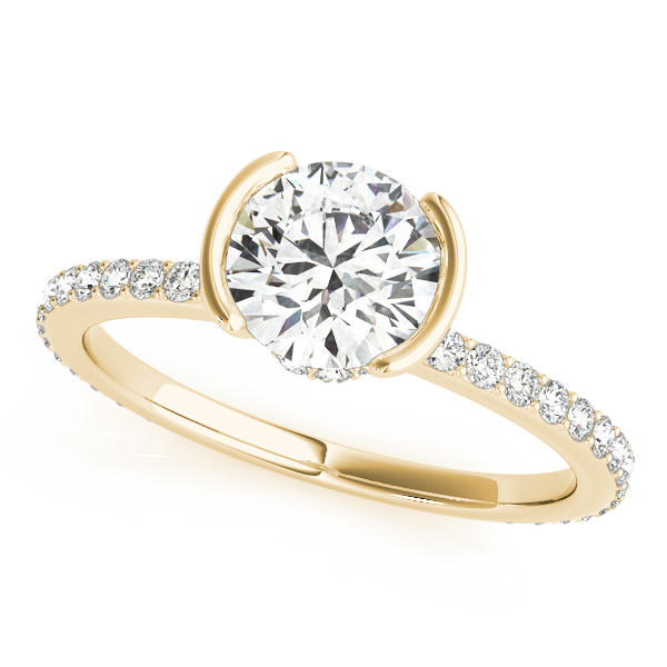 Accented Round Half Bezel Engagement Ring
