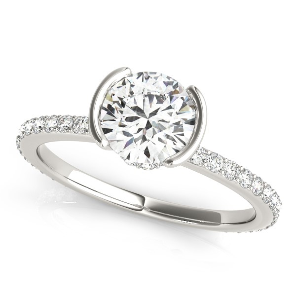 Accented Round Half Bezel Engagement Ring