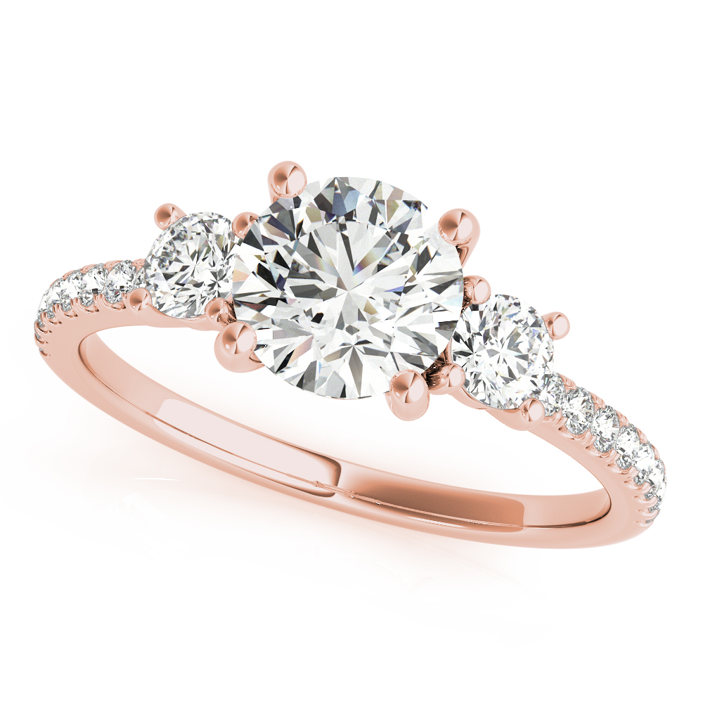 3-Stone Solitaire Split Prong Engagement Ring