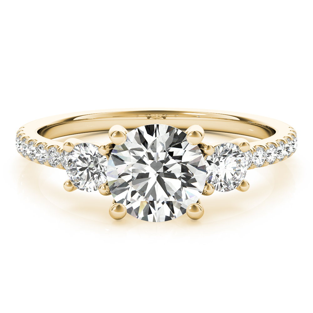 The Theodora Three-Stone Engagement Ring, angled view