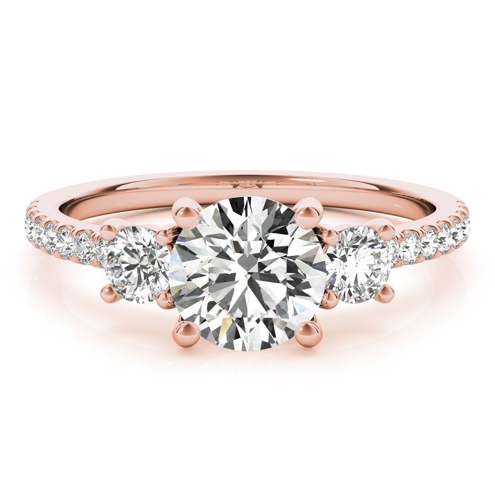 The Theodora Three-Stone Engagement Ring, angled view