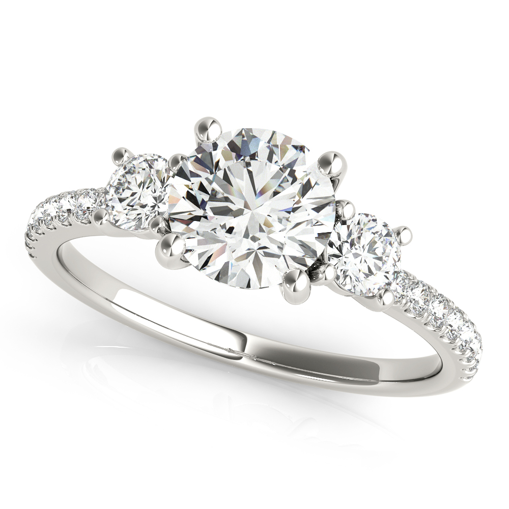 3-Stone Solitaire Split Prong Engagement Ring