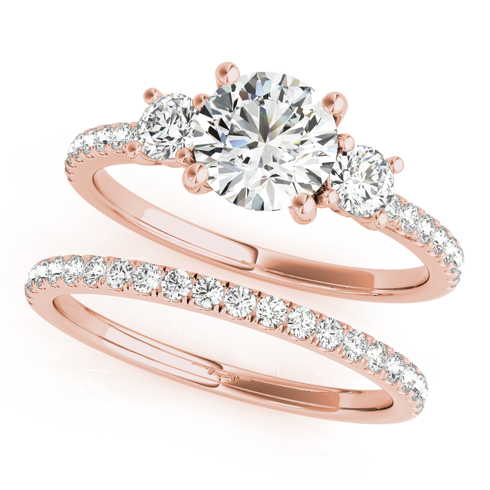 The Theodora Three-Stone Engagement Ring, set view