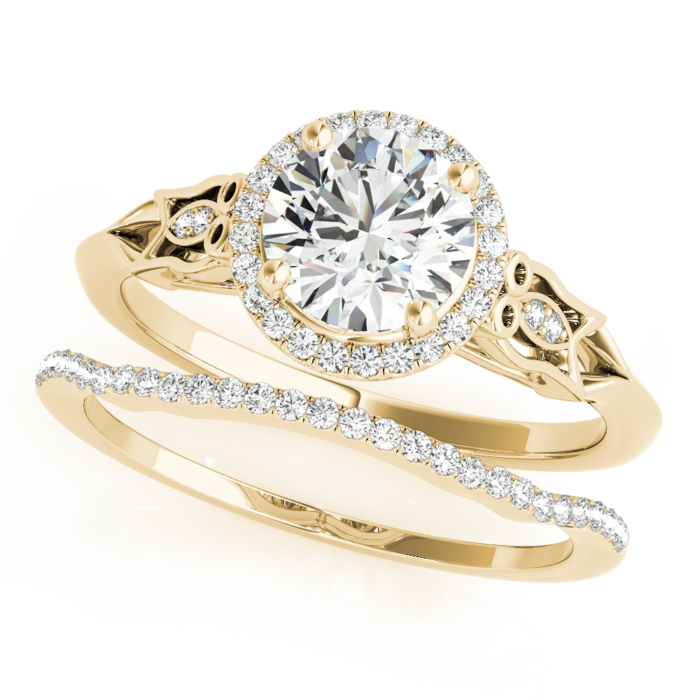 The Evangeline Halo Engagement Ring, set view