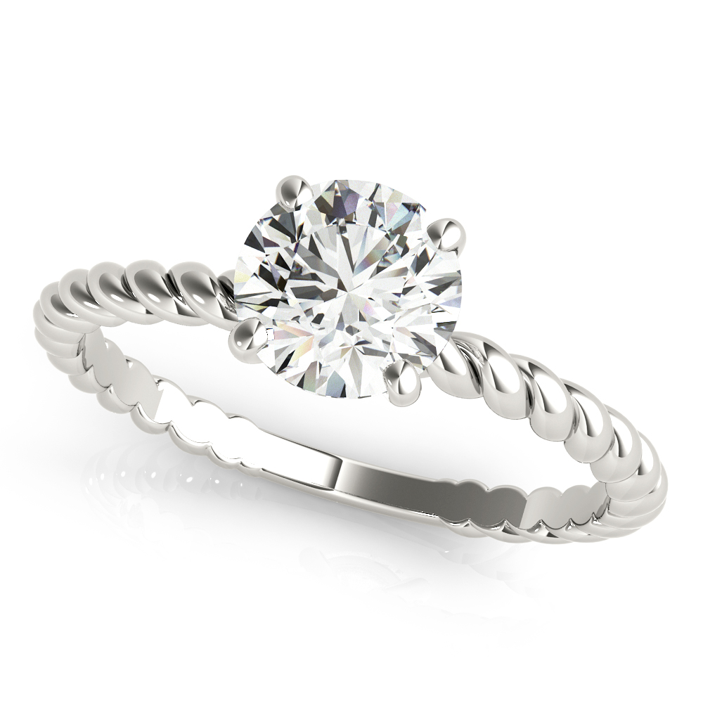 Braided Shank Round Cut Engagement Ring