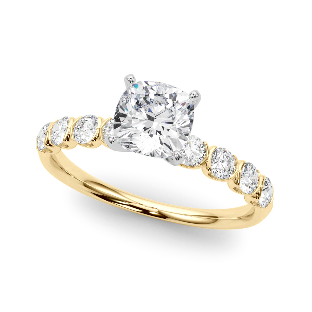 Single Row Half Bezel Engagement Ring