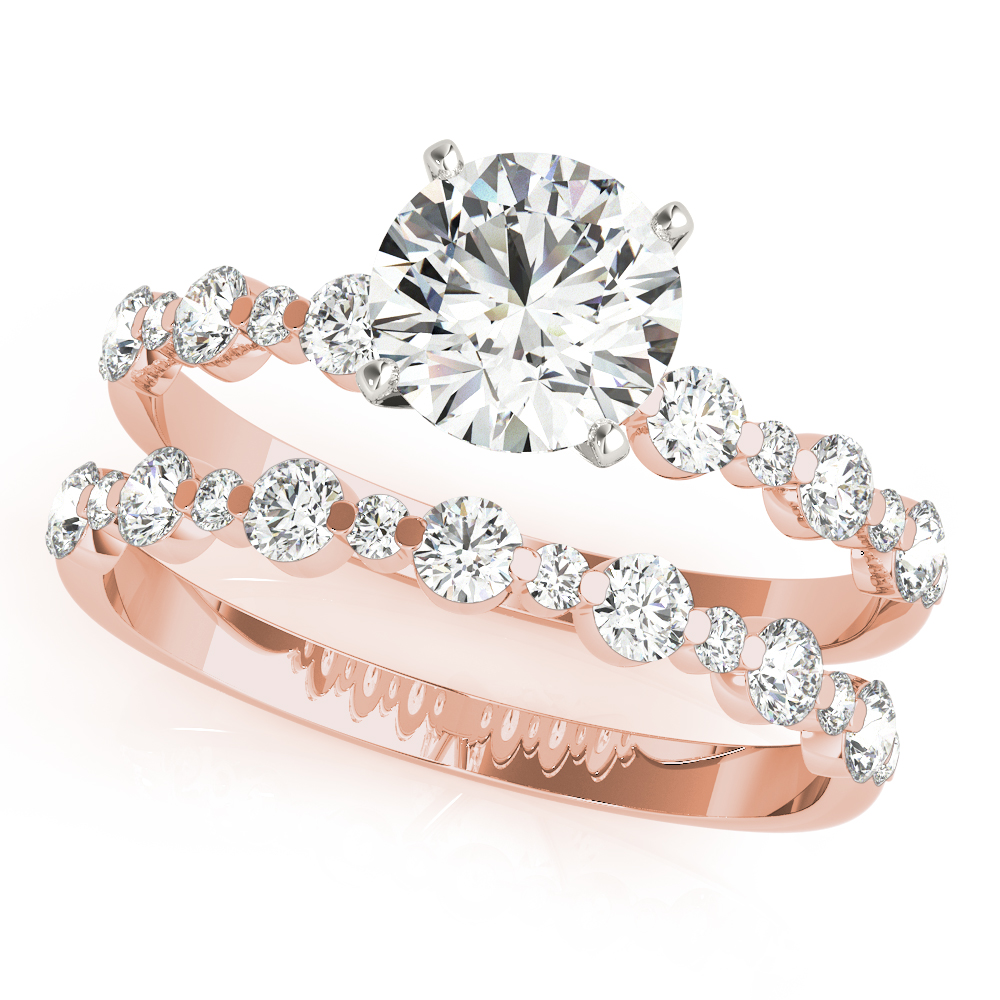 Single Shared-Prong Alternating Round-Sized Engagement Ring
