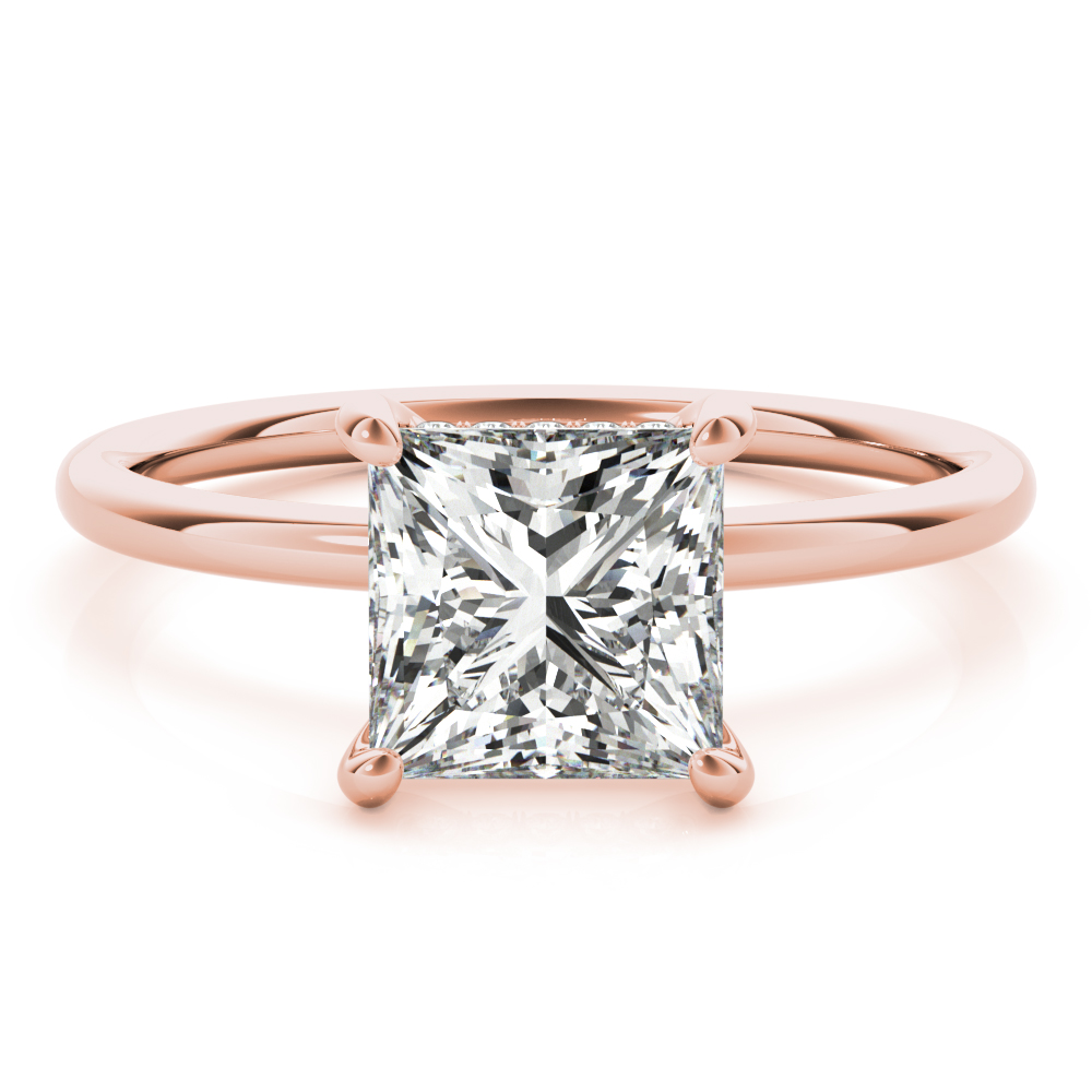 The Thea Hidden Halo Engagement Ring, set view