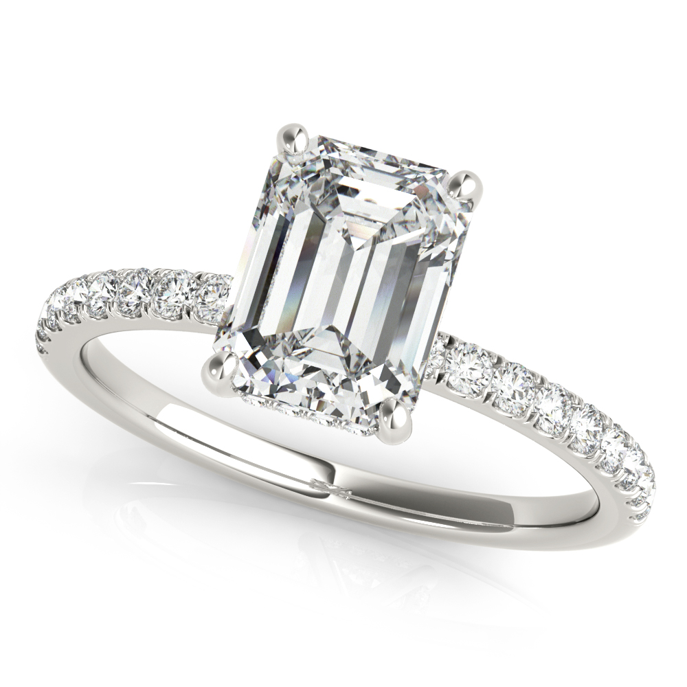 Hidden Halo Emerald Cut Engagement Ring