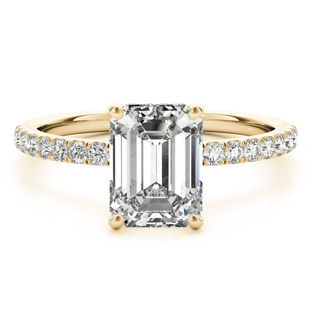 Hidden Halo Emerald Cut Engagement Ring