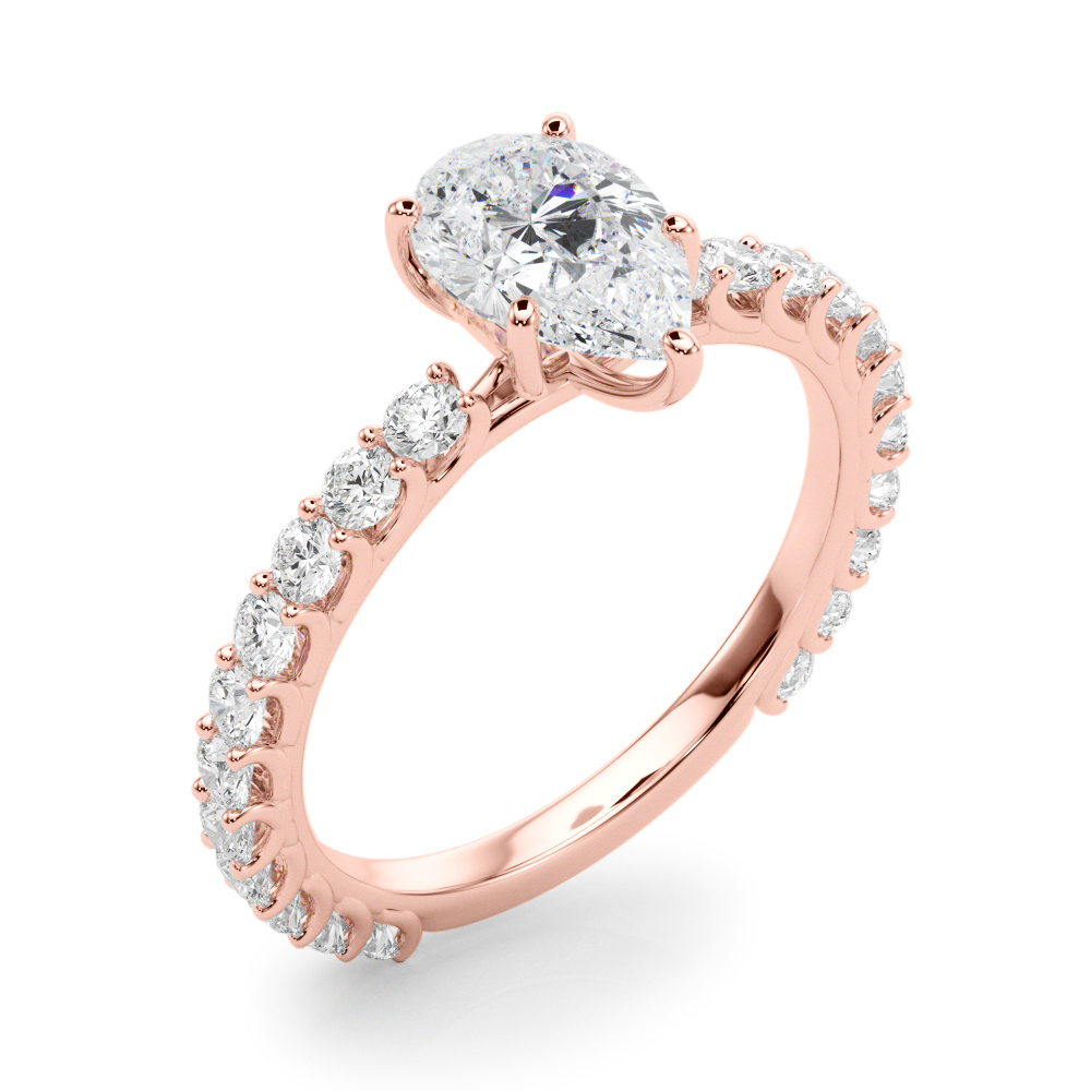 The Michaela Single-Row Engagement Ring, angled view