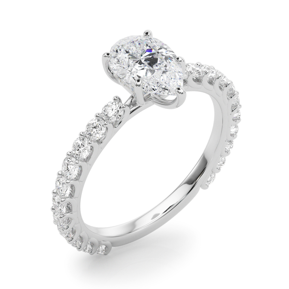 The Michaela Single-Row Engagement Ring, angled view