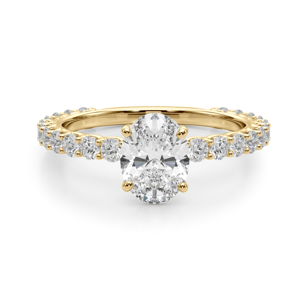 The Hazel Single-Row Engagement Ring, angled view