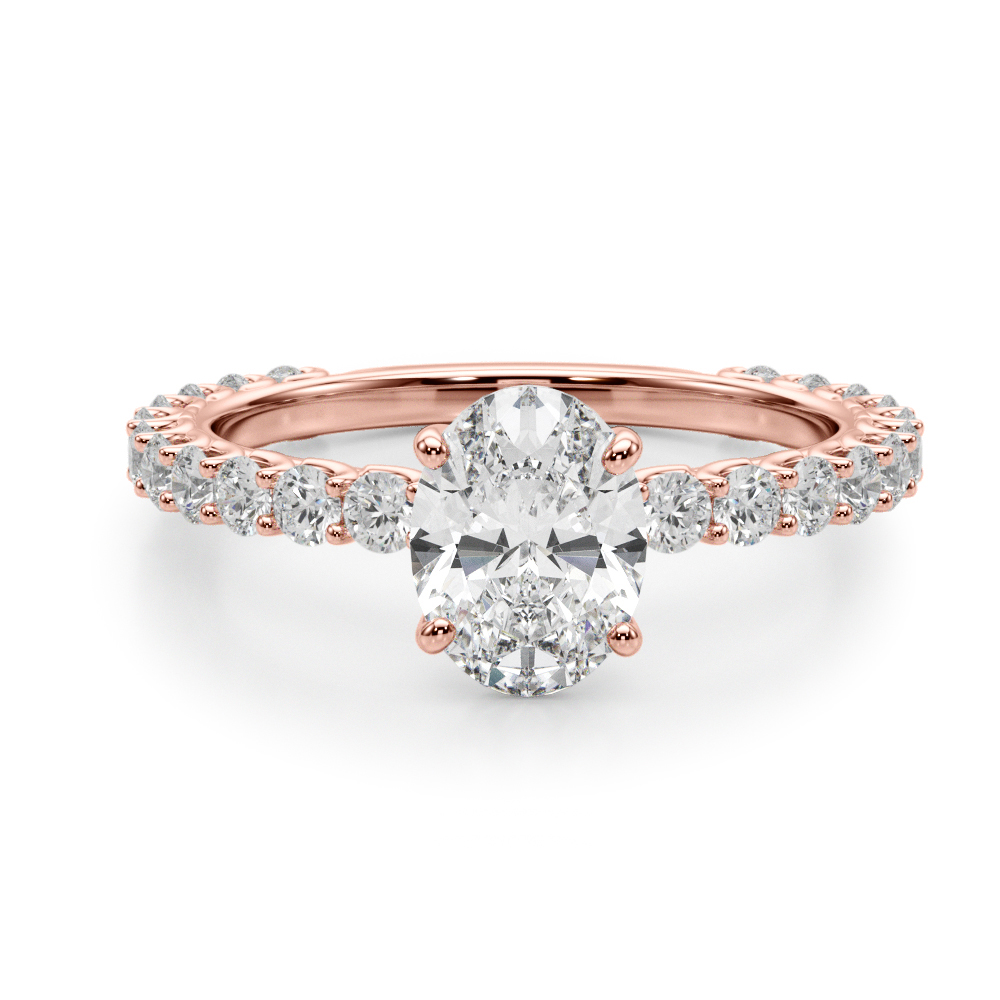 The Hazel Single-Row Engagement Ring, angled view