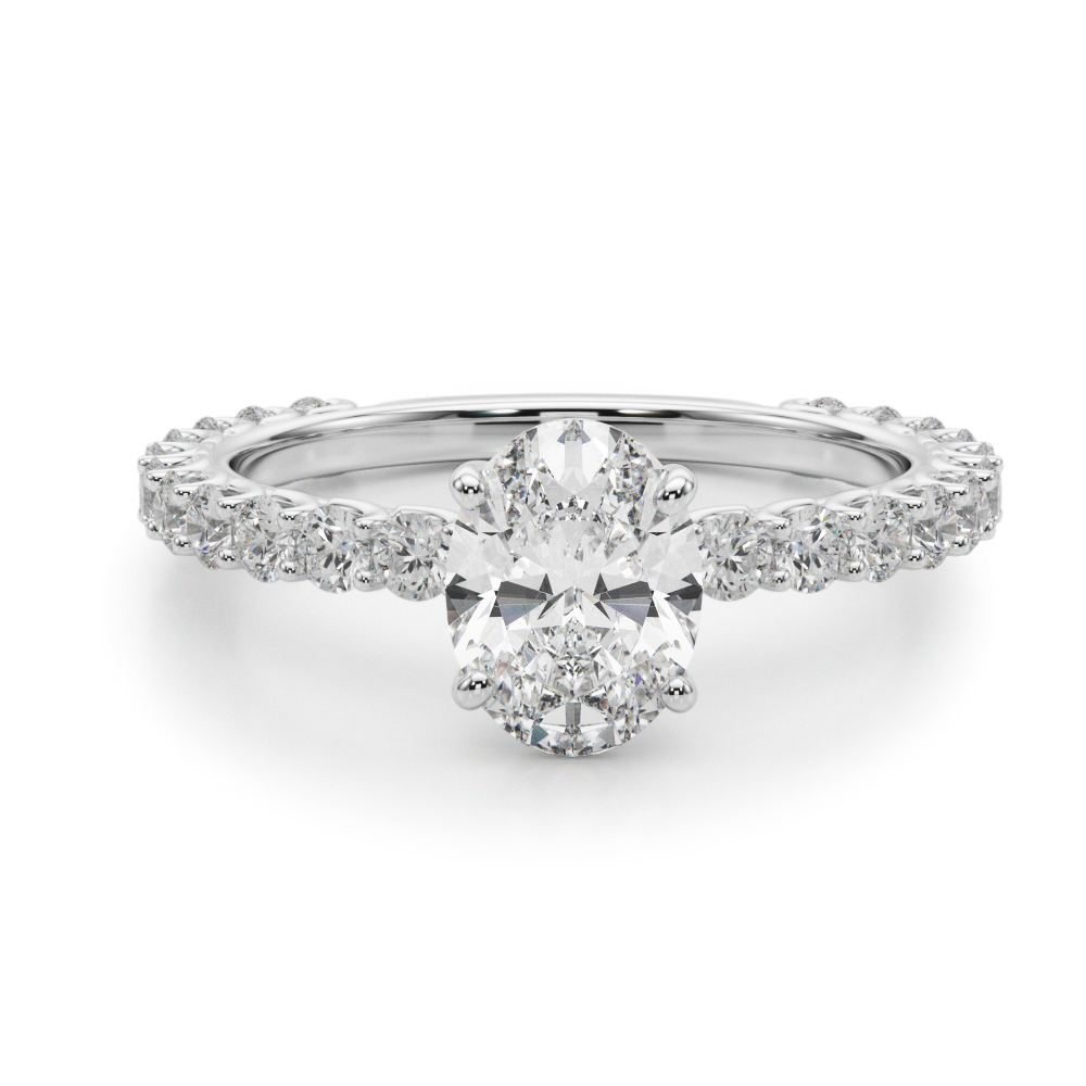 The Hazel Single-Row Engagement Ring, angled view