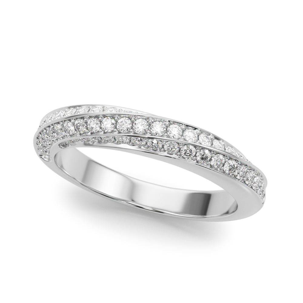 Multirow Pave Twisted Shank Wedding Band