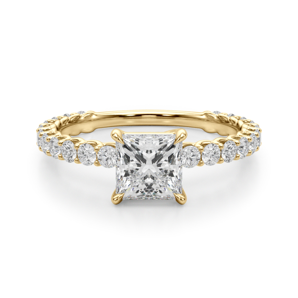 The Maya Single-Row Engagement Ring, angled view