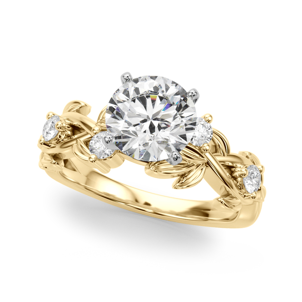 Flamenco Twisted Vine And Leaf Lab Engagement Ring