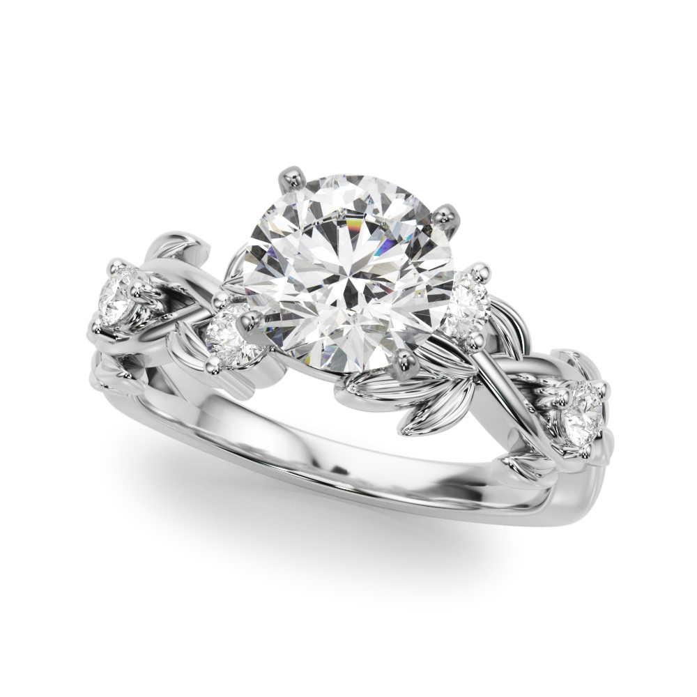 Flamenco Twisted Vine And Leaf Lab Engagement Ring