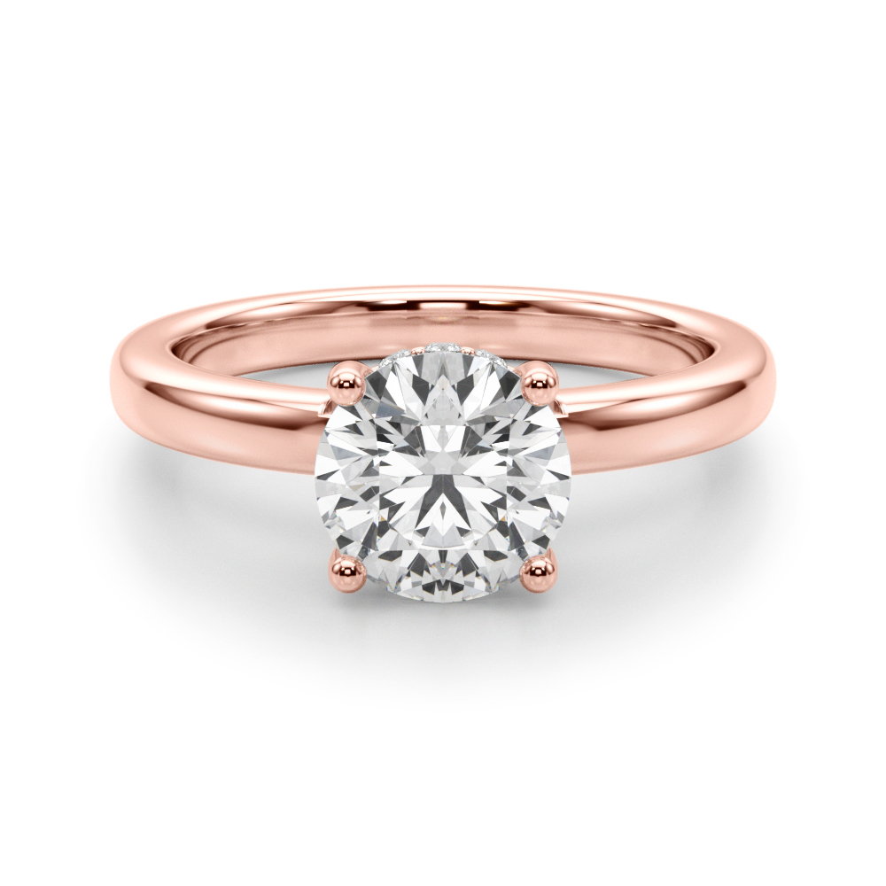 The Evelyn Hidden Halo Engagement Ring, angled view