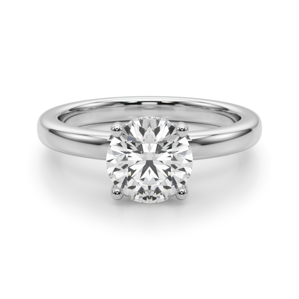 The Evelyn Hidden Halo Engagement Ring, angled view