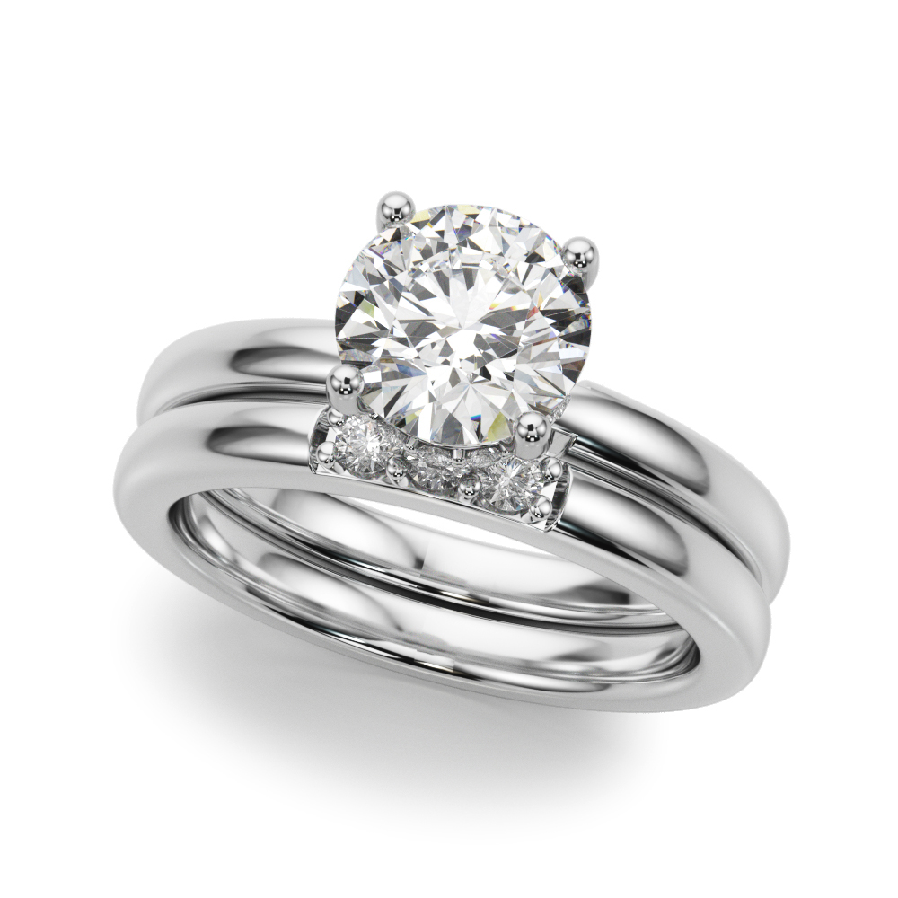 The Evelyn Hidden Halo Engagement Ring, set view