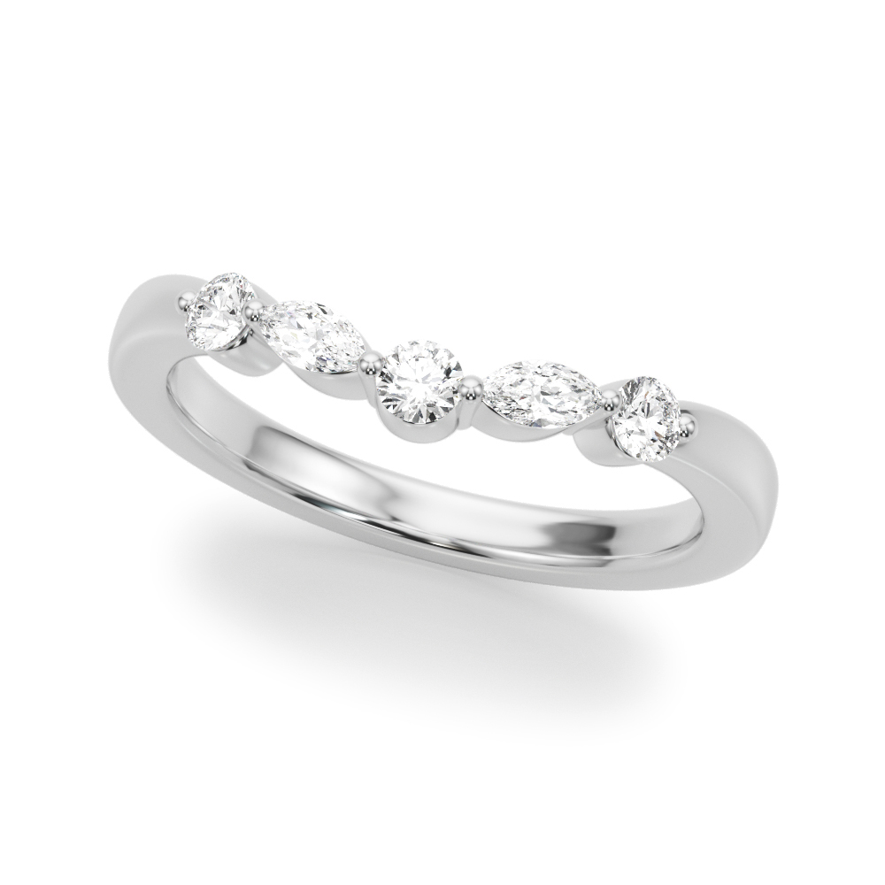 Alternating Round & Marquise Wedding Band