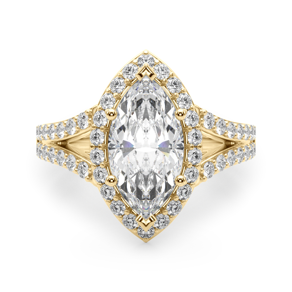 The Emma Halo Engagement Ring II, angled view
