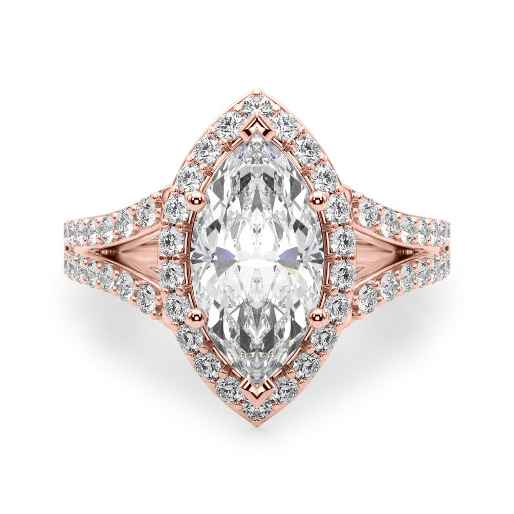 The Emma Halo Engagement Ring II, angled view