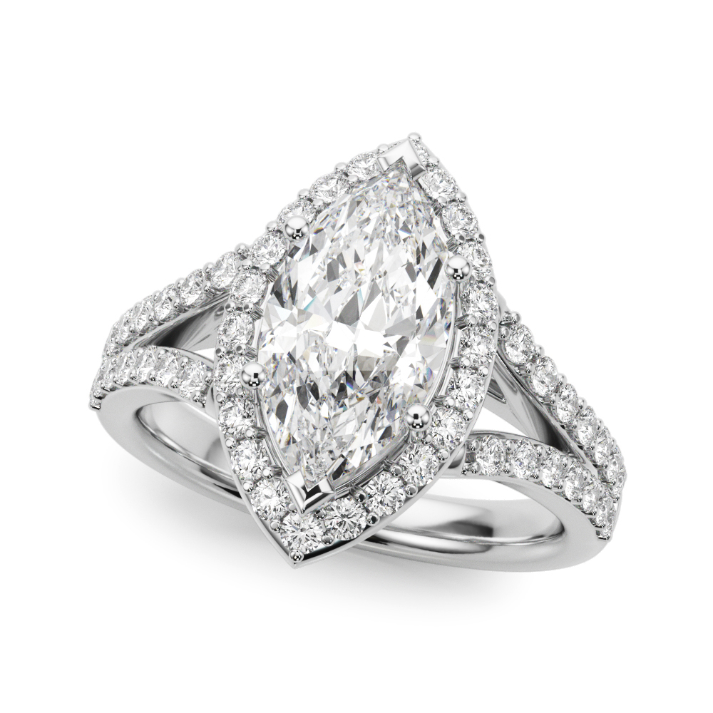 Split Shank Marquise Halo Engagement Ring