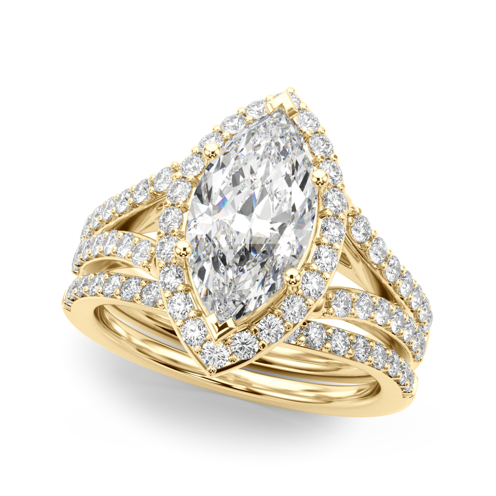 The Emma Halo Engagement Ring II, set view