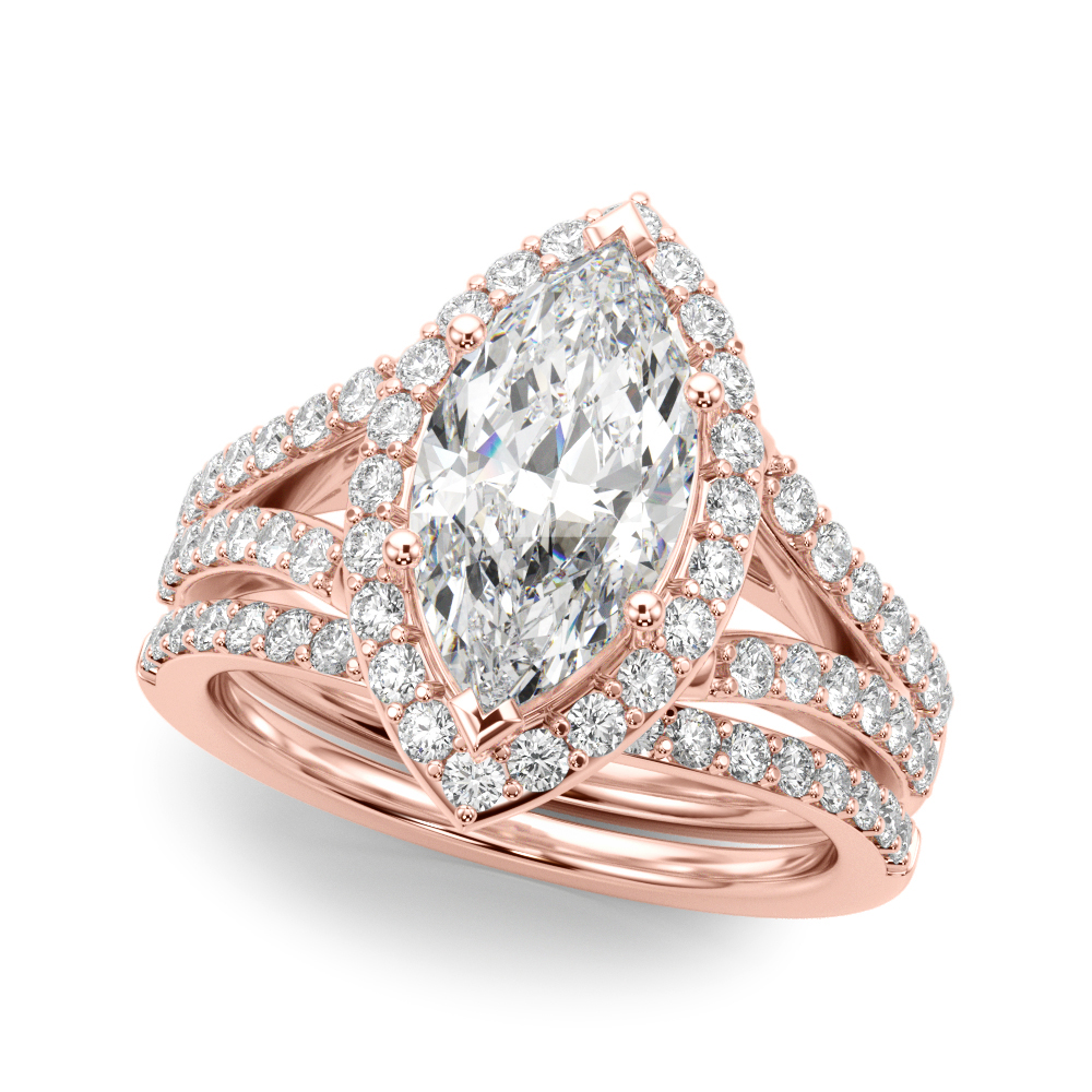 The Emma Halo Engagement Ring II, set view