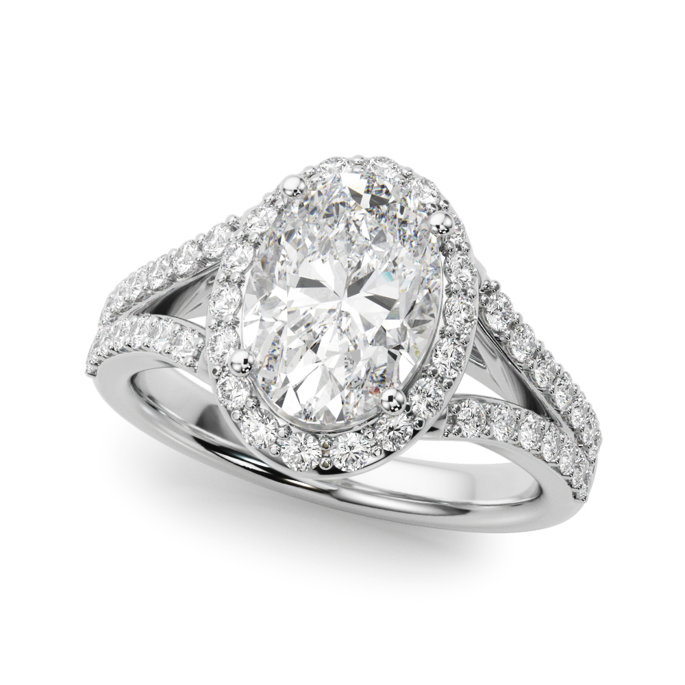Split Shank Oval Halo Engagement Ring