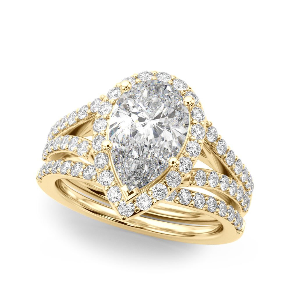 The Iris Halo Engagement Ring II, set view