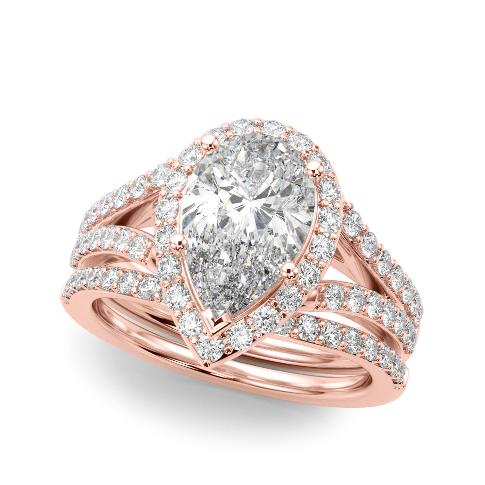 The Iris Halo Engagement Ring II, set view