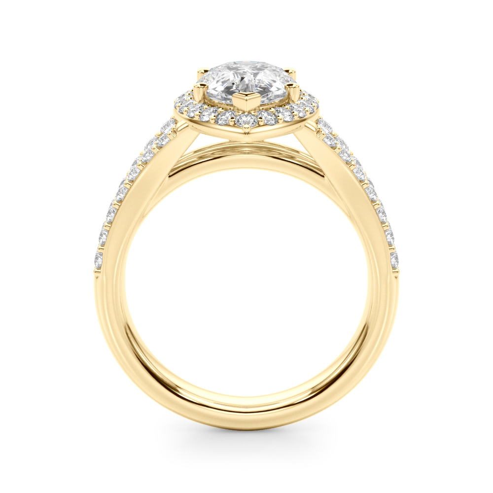 The Iris Halo Engagement Ring II, side view