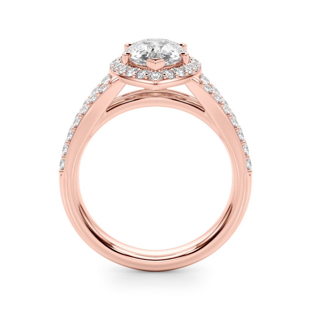 The Iris Halo Engagement Ring II, side view