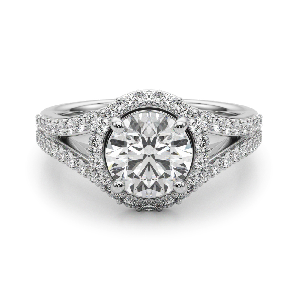 The Harlow Halo Engagement Ring II, angled view