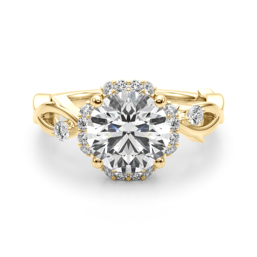 The Eveline Halo Engagement Ring, angled view