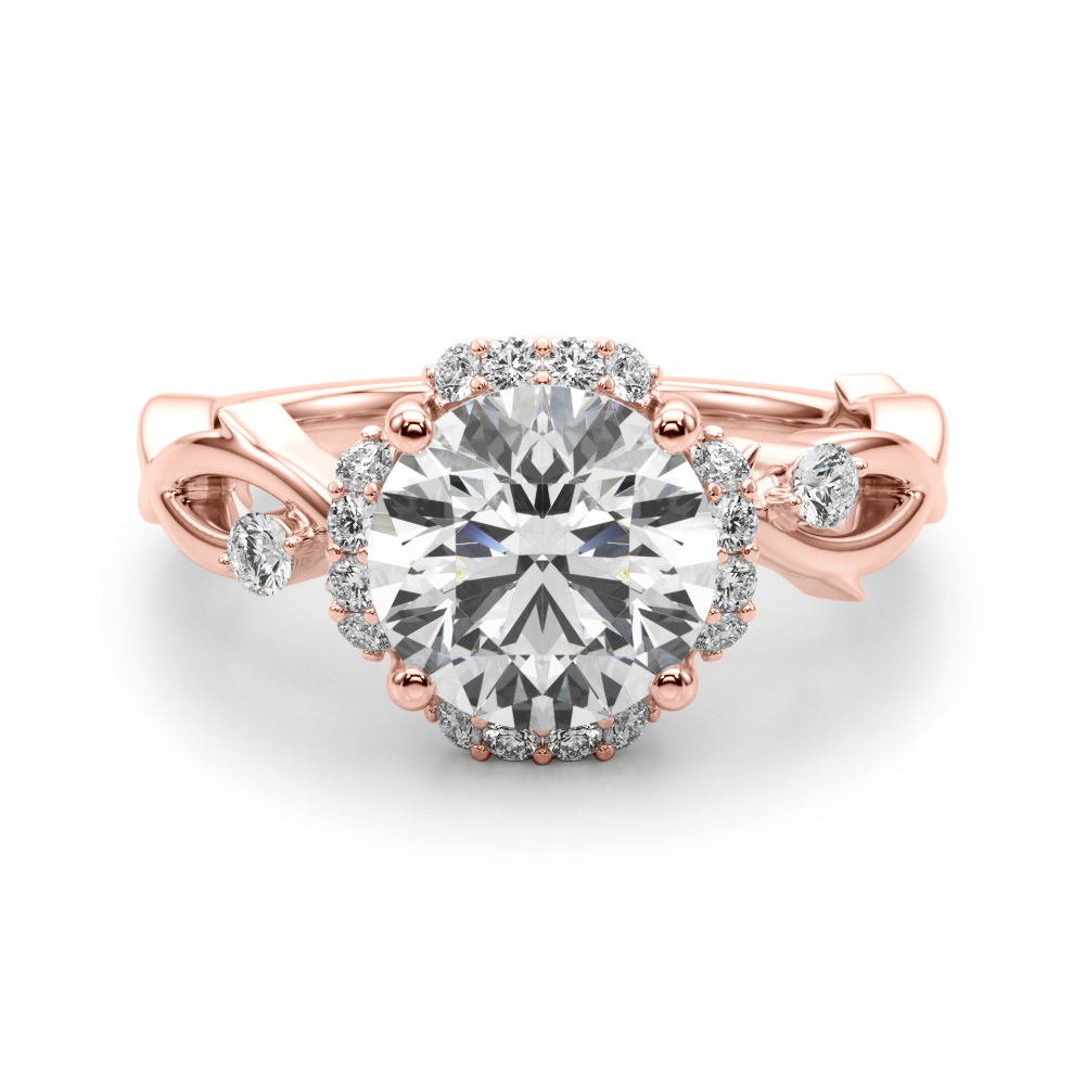 The Eveline Halo Engagement Ring, angled view
